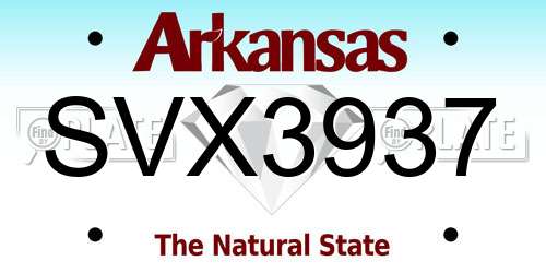 SVX3937 Arkansas License Plate
