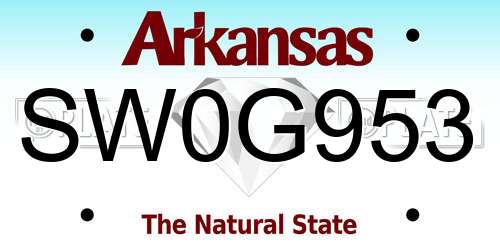 SW0G953 Arkansas License Plate