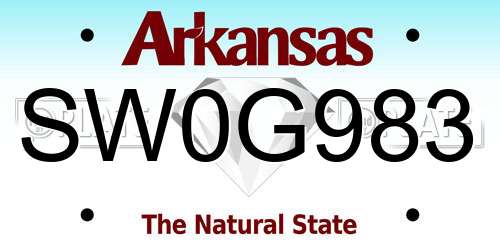 SW0G983 Arkansas License Plate