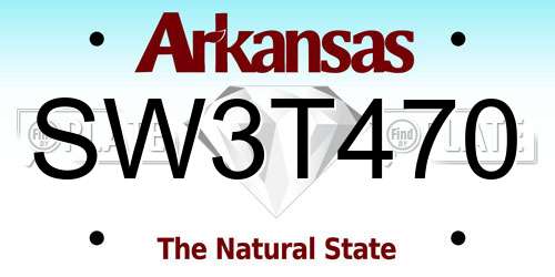 SW3T470 Arkansas License Plate