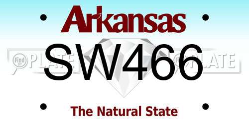 SW466 Arkansas License Plate