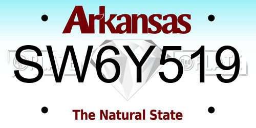 SW6Y519 Arkansas License Plate