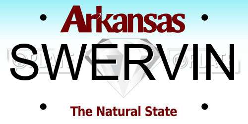 SWERVIN Arkansas License Plate