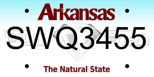 SWQ3455 Arkansas License Plate