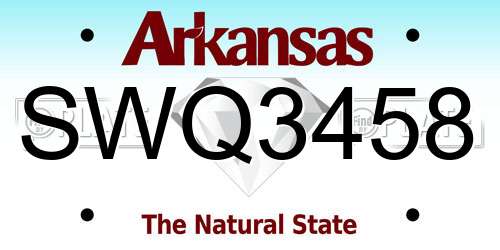 SWQ3458 Arkansas License Plate