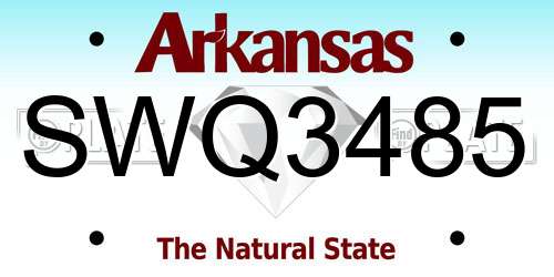 SWQ3485 Arkansas License Plate