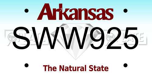 SWW925 Arkansas License Plate