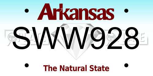 SWW928 Arkansas License Plate