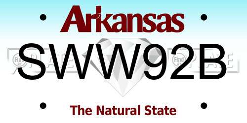SWW92B Arkansas License Plate