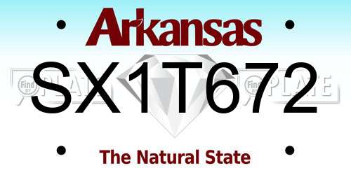SX1T672 Arkansas License Plate