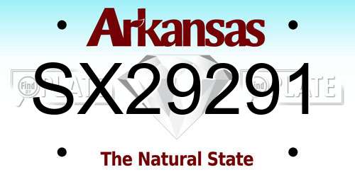 SX29291 Arkansas License Plate