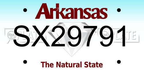 SX29791 Arkansas License Plate