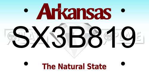 SX3B819 Arkansas License Plate