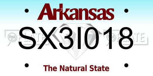 SX3I018 Arkansas License Plate