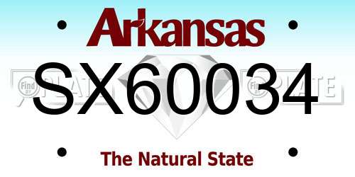 SX60034 Arkansas License Plate