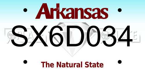 SX6D034 Arkansas License Plate