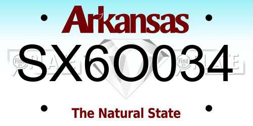 SX6O034 Arkansas License Plate