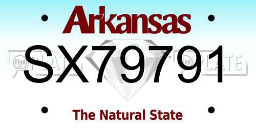SX79791 Arkansas License Plate