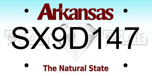 SX9D147 Arkansas License Plate