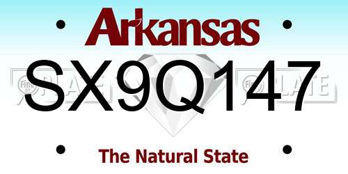 SX9Q147 Arkansas License Plate