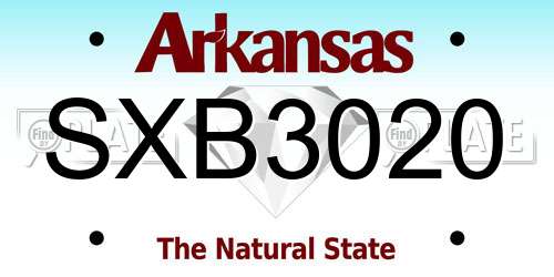 SXB3020 Arkansas License Plate