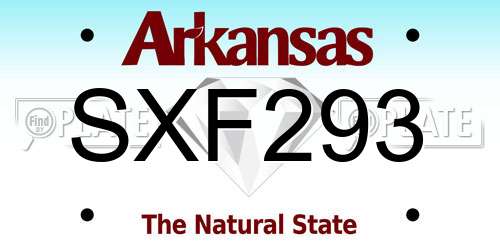 SXF293 Arkansas License Plate