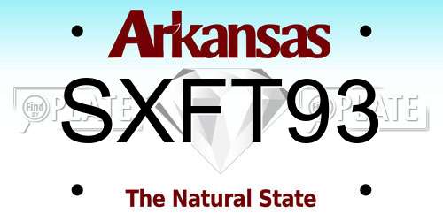 SXFT93 Arkansas License Plate