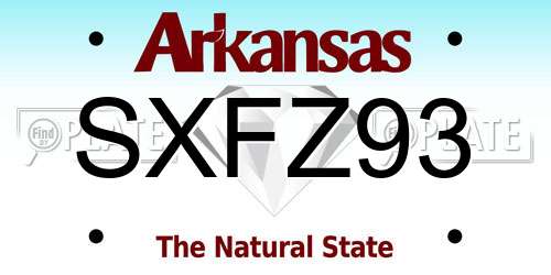 SXFZ93 Arkansas License Plate