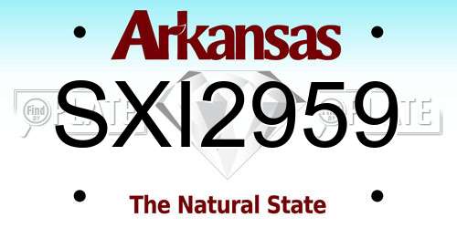SXI2959 Arkansas License Plate