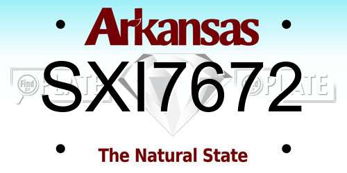 SXI7672 Arkansas License Plate