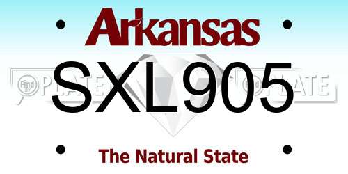 SXL905 Arkansas License Plate
