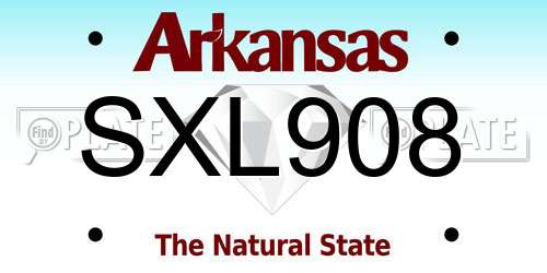 SXL908 Arkansas License Plate