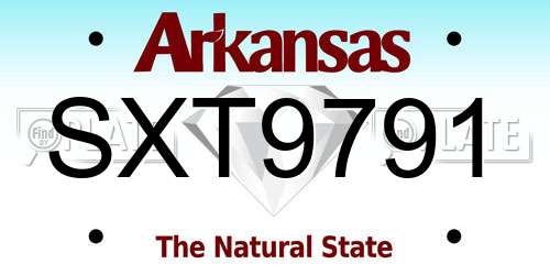 SXT9791 Arkansas License Plate