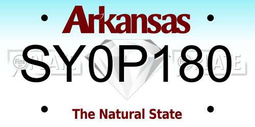 SY0P180 Arkansas License Plate