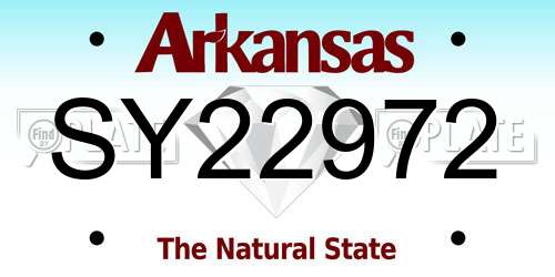 SY22972 Arkansas License Plate