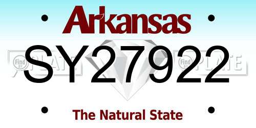 SY27922 Arkansas License Plate