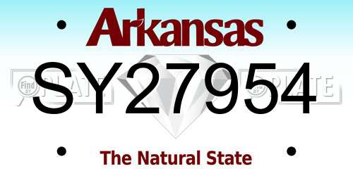 SY27954 Arkansas License Plate