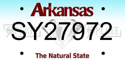 SY27972 Arkansas License Plate