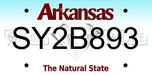 SY2B893 Arkansas License Plate