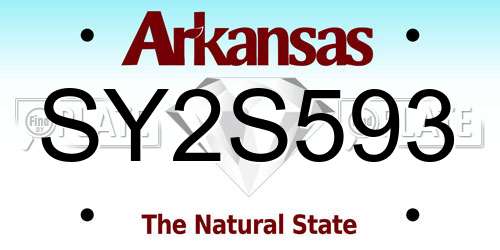 SY2S593 Arkansas License Plate
