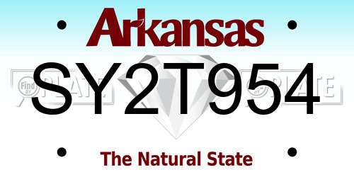 SY2T954 Arkansas License Plate