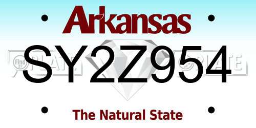 SY2Z954 Arkansas License Plate