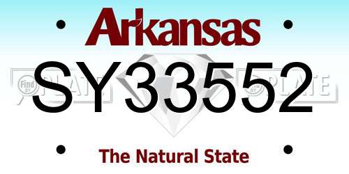 SY33552 Arkansas License Plate