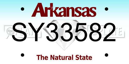 SY33582 Arkansas License Plate