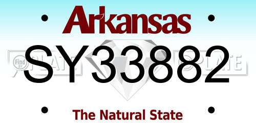 SY33882 Arkansas License Plate