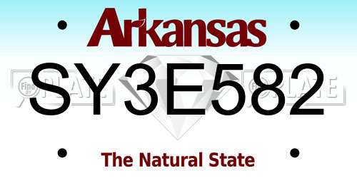 SY3E582 Arkansas License Plate