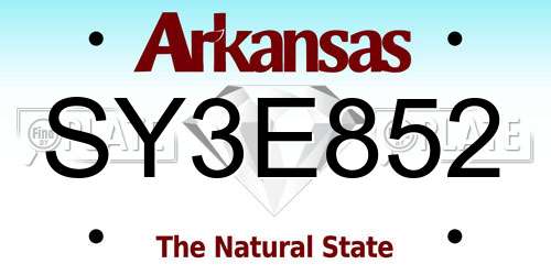 SY3E852 Arkansas License Plate