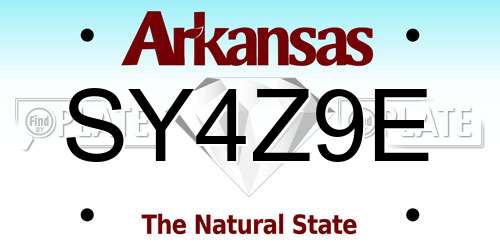 SY4Z9E Arkansas License Plate