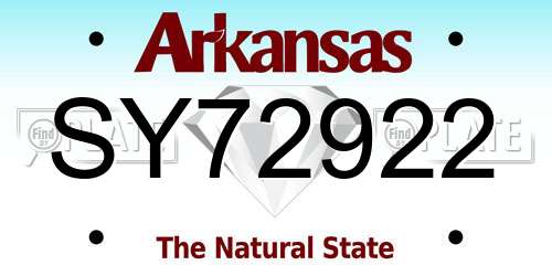 SY72922 Arkansas License Plate