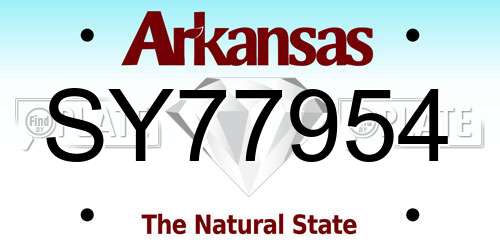SY77954 Arkansas License Plate